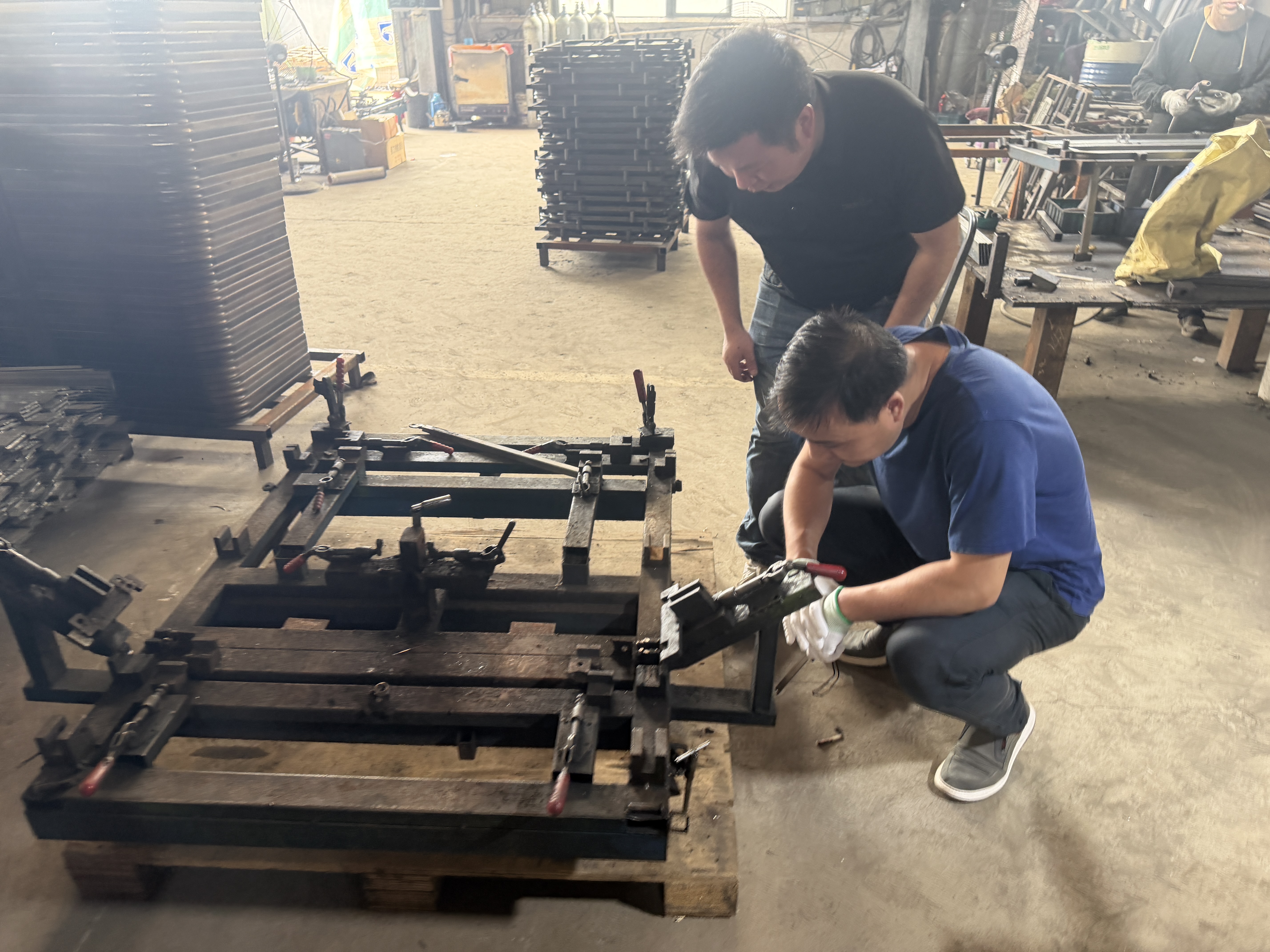 Customer observing a factory fixture quality check