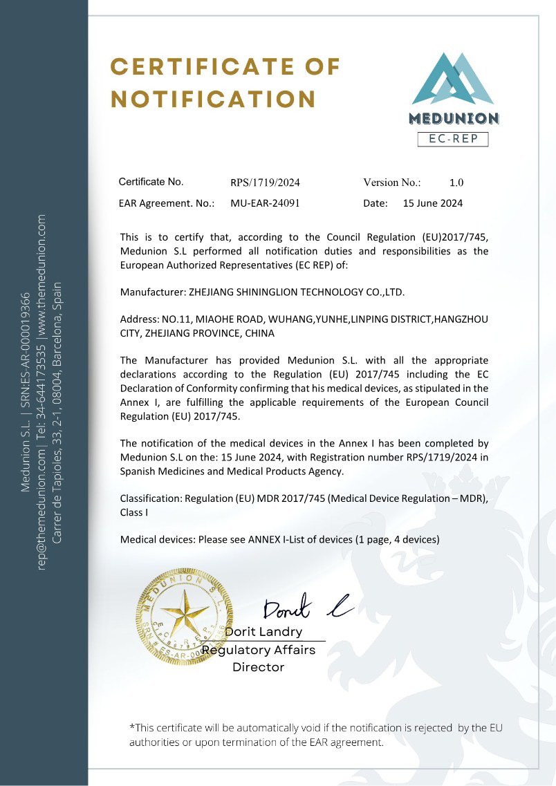 Preview of EU MDR notification certificate