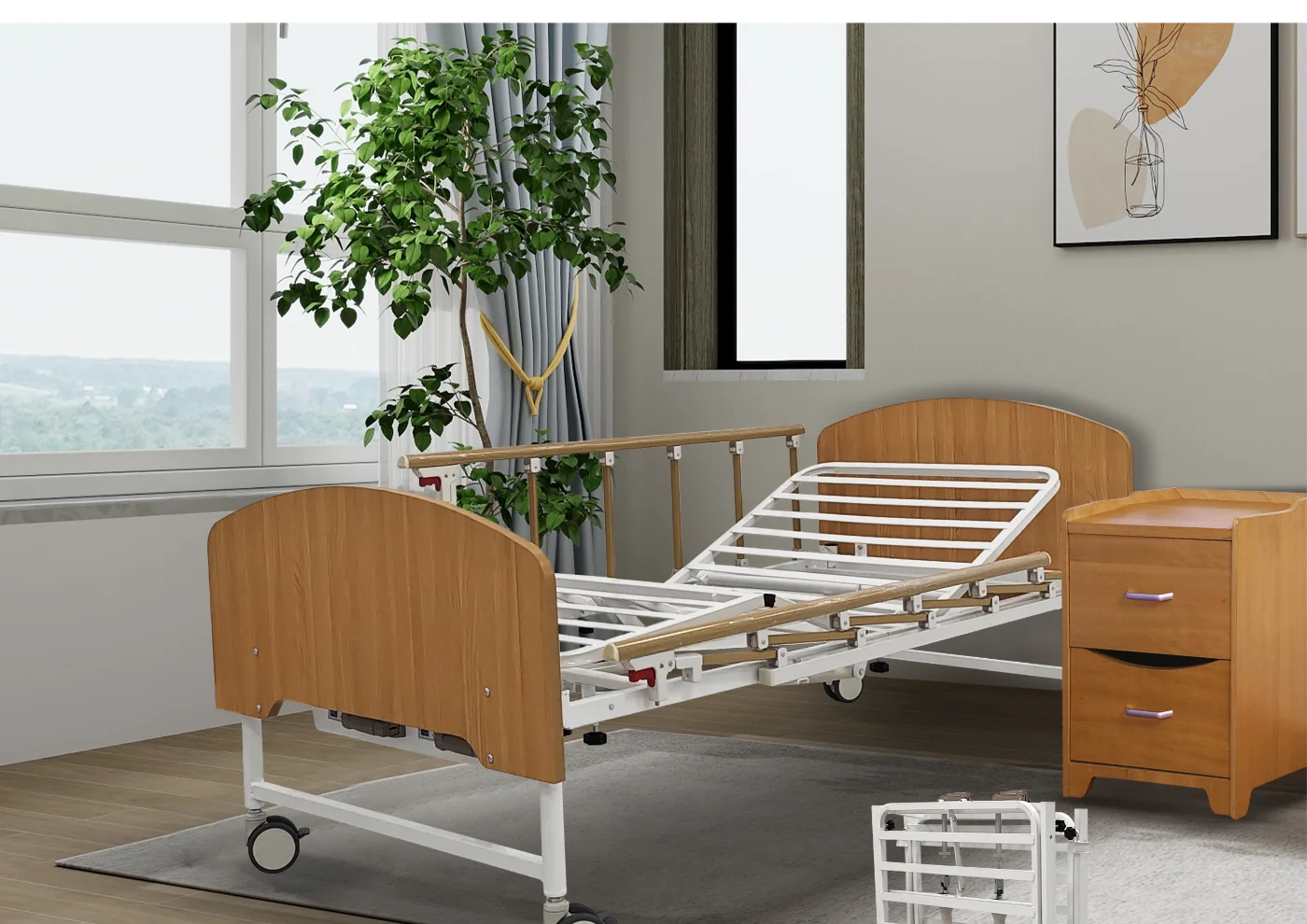 SLS-A21-421C Foldable Two-Function Manual Nursing Bed